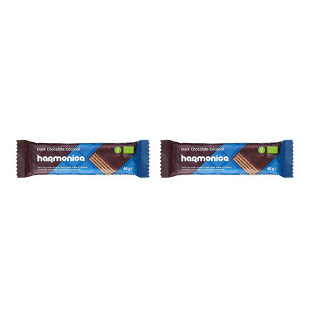 Zestaw: 2x WAFELEK Z KREMEM KOKOSOWO - KAKAOWYM W POLEWIE CZEKOLADOWEJ BIO 40 g - HARMONICA