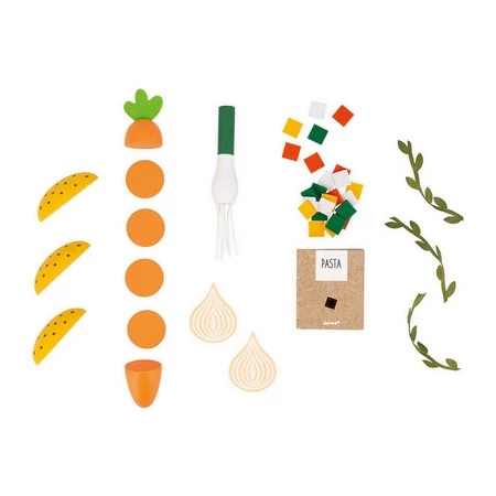 Janod Zestaw do gotowania zupy z drewnianym blenderem i akcesoriami 3+