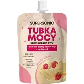SUPERSONIC Tubka Mocy krem orzechowy o smaku białej czekolady z malinami 50g KRÓTKA DATA 2026-10-29