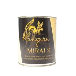 Zestaw 10x MIRALS Kangüru - Kangur ze szpinakiem i brokułami na kremie z jagód i papai (800g)