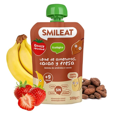 Smileat, BIO Mus z migdałami, kakao i truskawkami 9m+, 100g