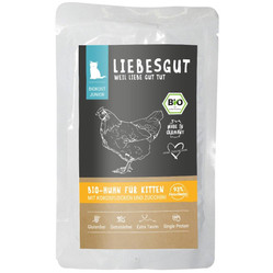 LIEBESGUT Junior Bio Huhn - kurczak z płatkami kokosowymi ekologiczna mokra karma dla kociąt (100g)