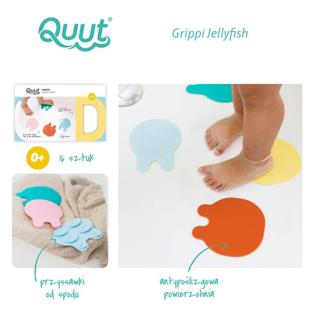 QUUT Przyssawki antypoślizgowe do wanny meduzy Grippi Jellyfish 16 sztuk