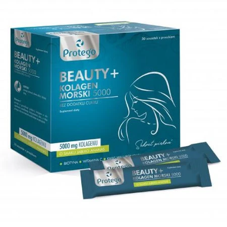 Protego Beauty+ Kolagen morski 5000 30 sasz. smak jabłko - ananas