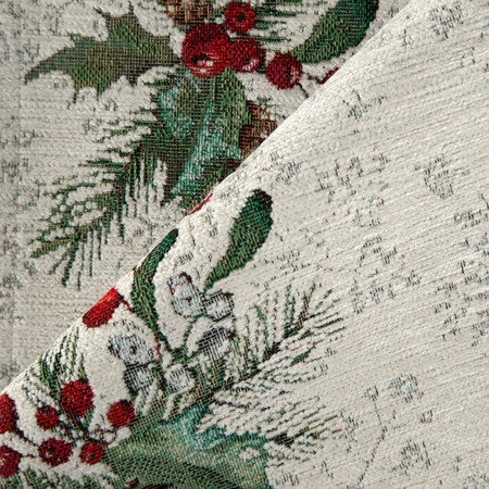 Obrus z gobeliny szenilowej ze świątecznym wzorem rozm.: 50 x 110 cm, kolor: popielaty