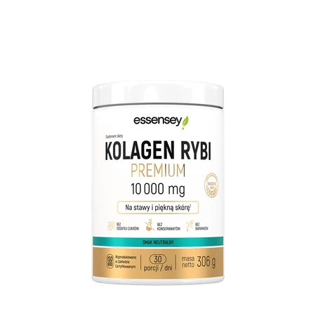  Essensey Kolagen Rybi Premium 10 000 mg wsparcie dla stawów, kości i pięknej skóry 306 g smak naturalny