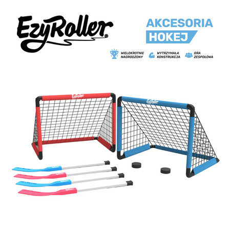 EzyRoller Zestaw do gry w hokeja dla 4 osób (bramki, krążki, kije)