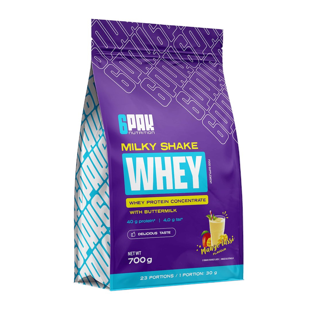 6PAK MILKY SHAKE WHEY odżywka białkowa koncentrat WPC 700g smak mango - Nabea.pl