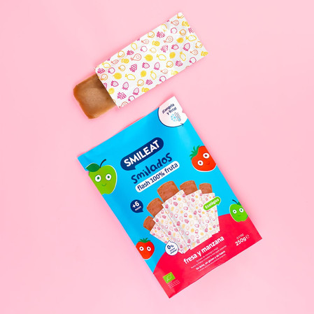 Smileat, BIO Smilados, Mus owocowy do mrożenia o smaku truskawki i jabłka, idealny na ząbkowanie 6m+, 5x50g