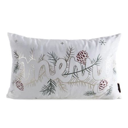 świąteczna poszewka welwetowa z ozdobnym nadrukiem foliowym szerokość: 30 cm, długość: 50 cm, kolor: biały