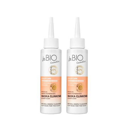 Zestaw: 2x beBIO - Baby Hair Complex Scalp Care naturalna głęboko oczyszczająca maska glinkowa do skóry głowy 100ml