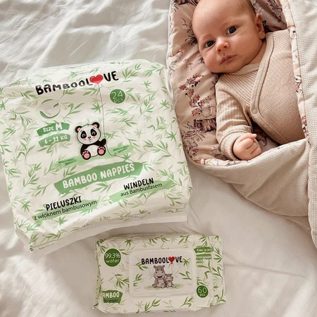 Bamboolove, Bambusowe chusteczki nawilżane dla dzieci, 60 szt.