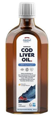 Osavi Tran Norweski, 1000mg Omega 3 - 250 ml smak pomarańcza