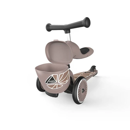 SCOOTANDRIDE Highwaykick 1 Lifestyle 2w1 Jeździk i hulajnoga z zamykanym schowkiem 1-5 lat Brown Lines