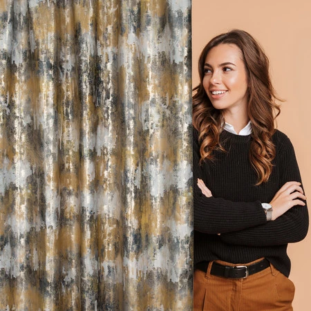 ZASŁONA GOTOWA TINA NA TAŚMIE 140 X 270 CM MUSZTARDOWY