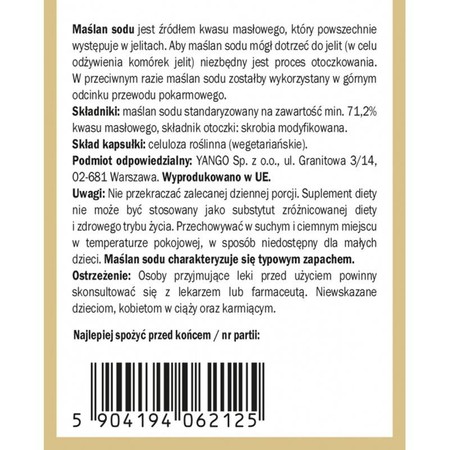 Yango Maślan sodu otoczkowany 90 kaps. vege
