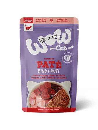 Zestaw 10x WOW CAT Rind Pute - wołowina z indykiem dla dorosłych kotów (125g)