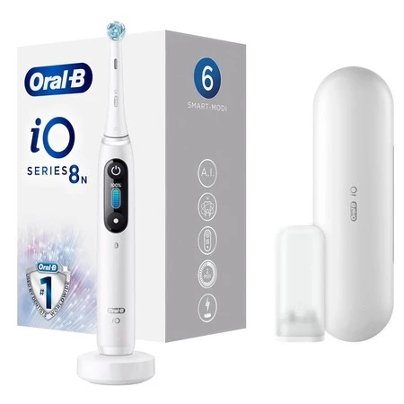 ORAL-B BRAUN SZCZOTECZKA ELEKTRYCZNA iO SERIES 8N WHITE ALABA IOM8.1A1.1BD (6 programów, 1 końcówka, 1 etui)