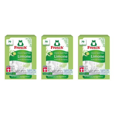 Zestaw 3x Frosch Limonkowe tabletki do zmywarek, 70 szt.