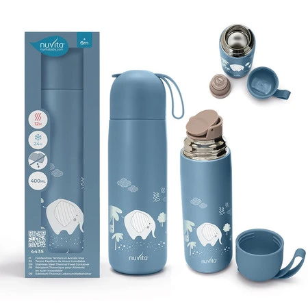 Nuvita, Termos z uchwytem, Niebieski, 400 ml