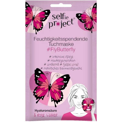 Zestaw 3x Selfie Project, Nawilżająca Maska na Tkaninie #FlyButterfly, 15 ml.