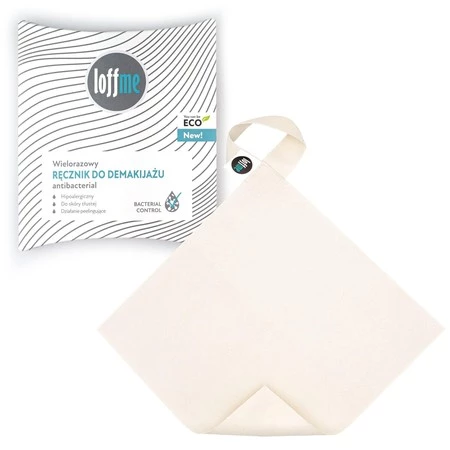 Loffme, Wielorazowy ręcznik do demakijażu ANTIBACTERIAL, kremowy