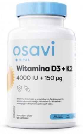 OSAVI Witamina D3 + K2, 4000 IU + 150 mcg (120 kaps.)