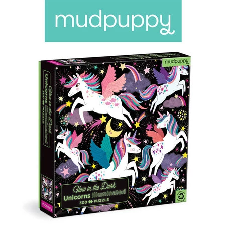 Mudpuppy Puzzle rodzinne świecące w ciemności Jednorożce 300 elementów 7+