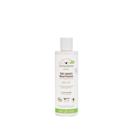  Alphanova Bebe Bio, Odżywczy żel myjący do ciała, twarzy i włosów dla niemowląt, 200ml