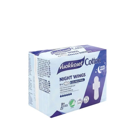 Vuokkoset, COTTON, NIGHT WINGS, Podpaski ze skrzydełkami na noc, 9 szt.