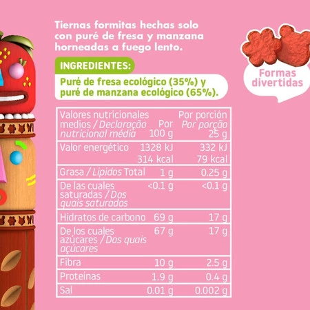 Smileat, BIO Sminolas, Owocowa przekąska Jabłko i Truskawka, 25g