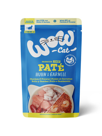 Zestaw 10x WOW CAT Junior Huhn Garnelen - kurczak z krewetkami dla kociąt (125g)