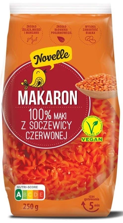 MAKARON PROTEINOWY (Z SOCZEWICY CZERWONEJ) ŚWIDERKI 250 g - NOVELLE