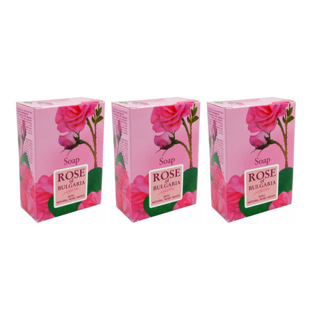 Zestaw: 3x Biofresh − Rose Of Bulgaria, mydło w kostce − 100 g