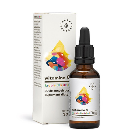  Aura Herbals − Witamina C 100 mg, krople dla dzieci − 30 ml