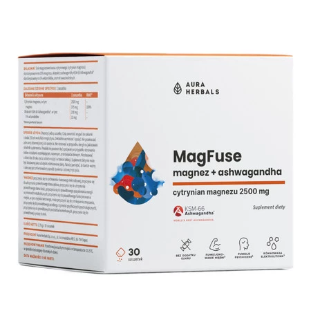 Aura Herbals MagFuse magnez ashwagandha 30 sasz