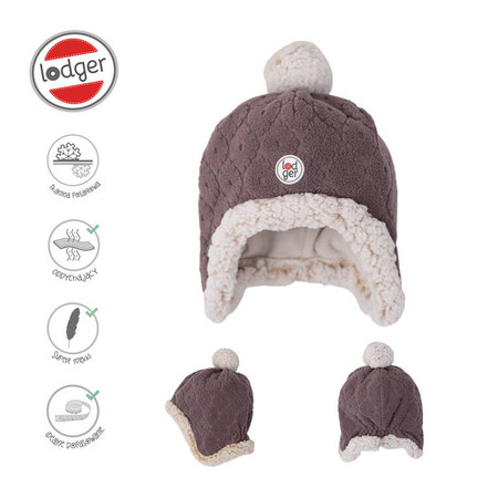 Lodger Dwuwarstwowa zimowa czapeczka z polaru wrzosowa Fleece Mauve 6-12 m
