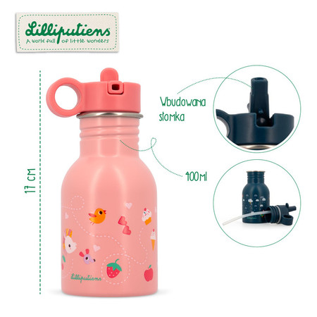 Lilliputiens Butelka bidon ze słomką i uchwytem 400ml Kotka Jeanne