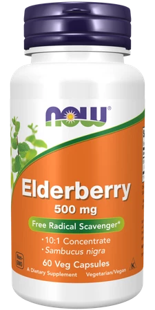 NOW FOODS Elderberry 500 mg Bez Czarny (60 kaps.)