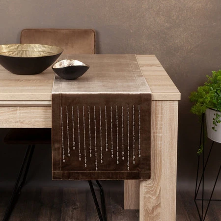 OBRUS ROYAL 3 35 X 140 CM CIEMNOBEŻOWY