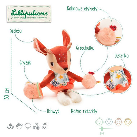 LILLIPUTIENS Przytulanka aktywizująca wielofunkcyjna Sarenka Stella 9 m+