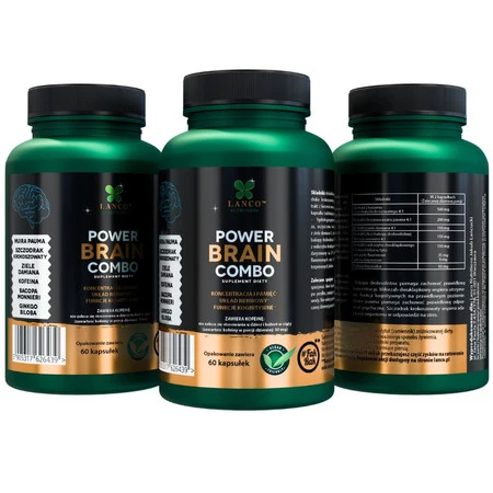 Lanco Nutritions POWER BRAIN COMBO - Nootropiki - Pamięć, koncentracja, energia i funkcje kognitywne - 60 kaps.