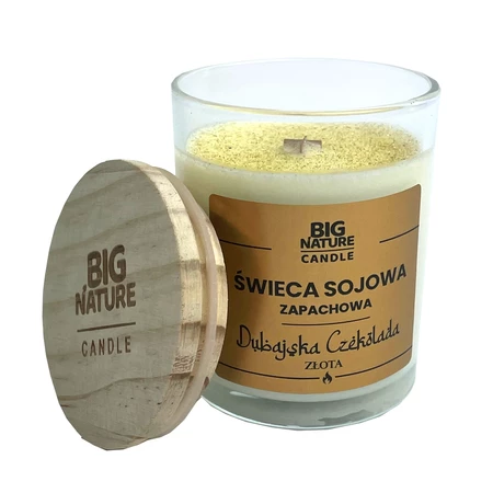 Big Nature Świeca sojowa o zapachu Czekolada dubajska złota 155g