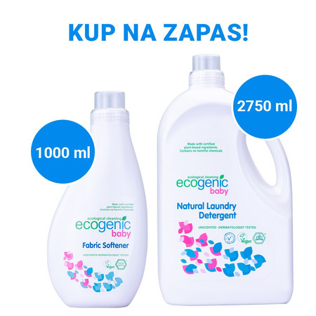 Ecogenic Baby, Hipoalergiczny płyn do zmiękczania ubranek dziecięcych, bezzapachowy, 1000 ml