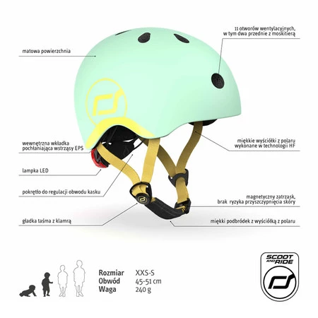 SCOOTANDRIDE Kask XXS-S dla dzieci 1-5 lat Kiwi