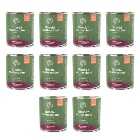 Zestaw 10x HERRMANN'S Selection Dog Hirsch - jeleń z pigwą (800g)