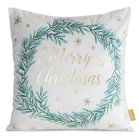 Poszewka świąteczna 45x45 cm – welwetowa ze świątecznym nadrukiem