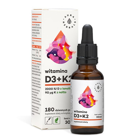 Aura herbals - Witamina D3 + K2 w kroplach - 30 ml