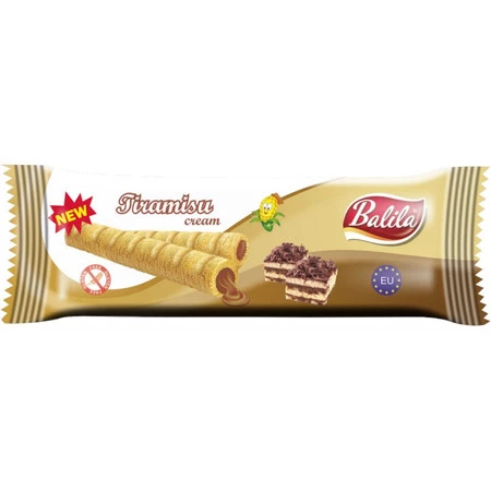 RURKI KUKURYDZIANE NADZIEWANE KREMEM O SMAKU TIRAMISU BEZGLUTENOWE 18 g - BALILA