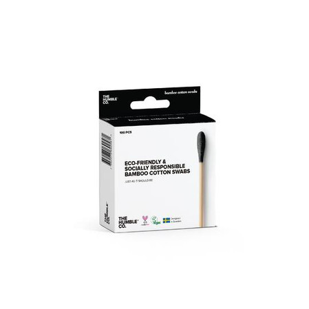 Humble brush, Ekologiczne patyczki do uszu bambus i naturalna bawełna, BLACK, czarne, 100szt